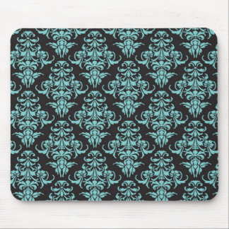 Damask vintage wallpaper blue girly chic mouse pad