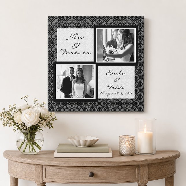 Damask Vintage Wedding Photo Wrapped Canvas (Damask Vintage Wedding Photo Wrapped Canvas Print)