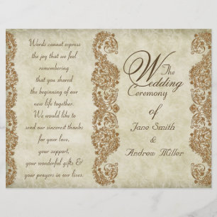 Damask vintage Wedding Program Custom Flyer