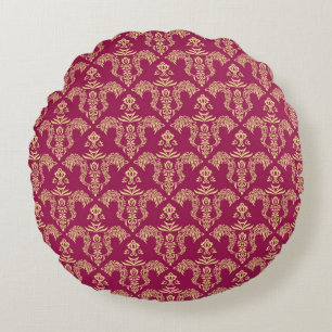 Damask wallpaper 4 round pillow