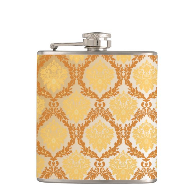 Damask wallpaper 5 hip flask (Front)