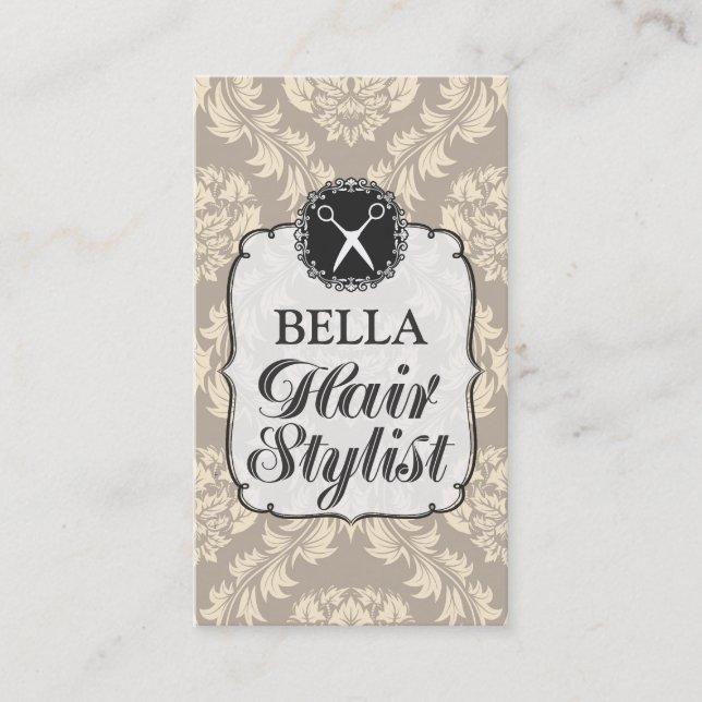 Damask Wallpaper Hair Stylist Appointment Cards (Front)