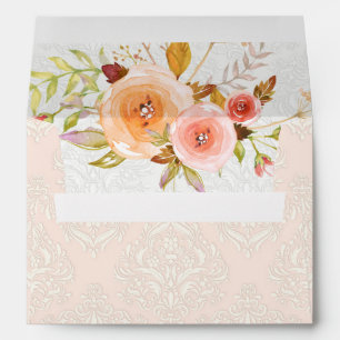 Damask Watercolor Floral Wedding A7 5x7 Envelope