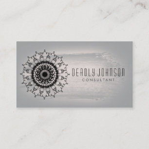 Damask Watercolor Swirl Vintage Grey Business Card