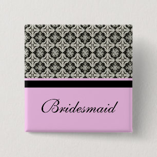 damask wedding button
