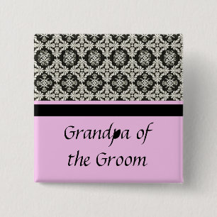 damask wedding button. for grandpa 2 inch square button