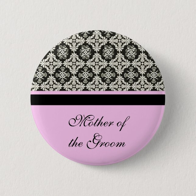 damask wedding button. for mother, sister, brother 2 inch round button (Front)