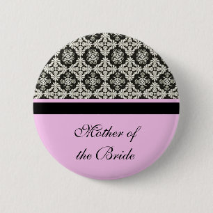 damask wedding button. for mother, sister, brother 2 inch round button