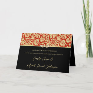 Damask Wedding Invitation Red and Black
