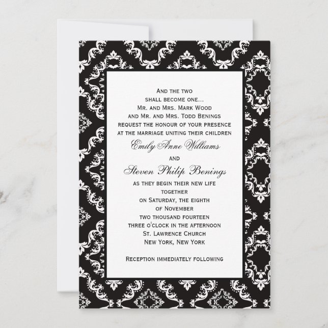 Damask Wedding Invitation Template (Front)