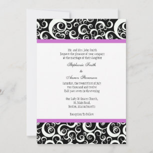 Damask Wedding Invitation with Purple