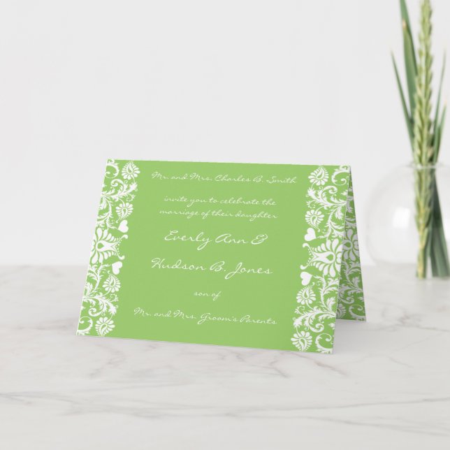 Damask Wedding Invitation  You Choose Colour (Front)