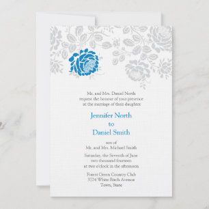 Damask Wedding Invitations Blue And Grey