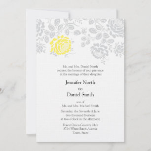 Damask Wedding Invitations Yellow And Grey