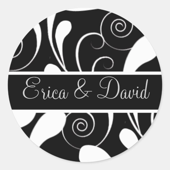 damask Wedding Monogram stickers (Front)