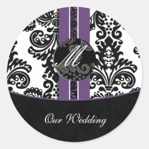 damask Wedding Monogram stickers