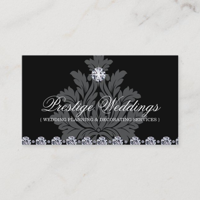 Damask Wedding Planner Business Card (Front)