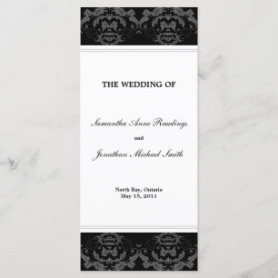 Damask Wedding Program- Black & White Wedding Program