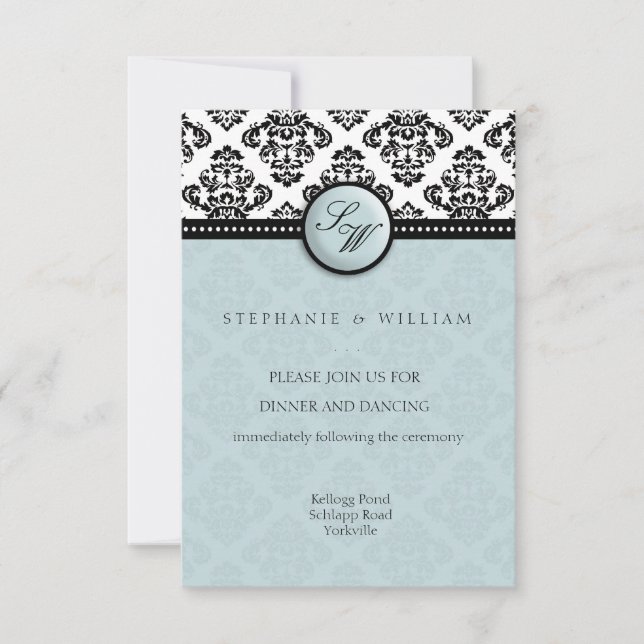 Damask Wedding Reception Card (Front)