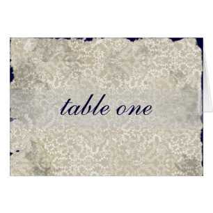 Damask Wedding Reception Table Cards, Navy Blue