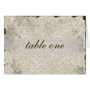 Damask Wedding Reception Table Cards, Olive