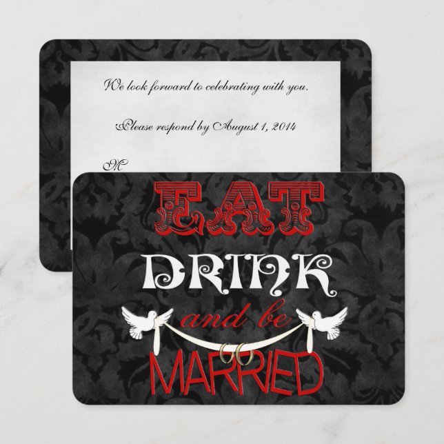 Damask Wedding RSVP Invitation (Front/Back)