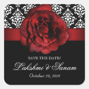 Damask Wedding Stickers Red Rose Christmas