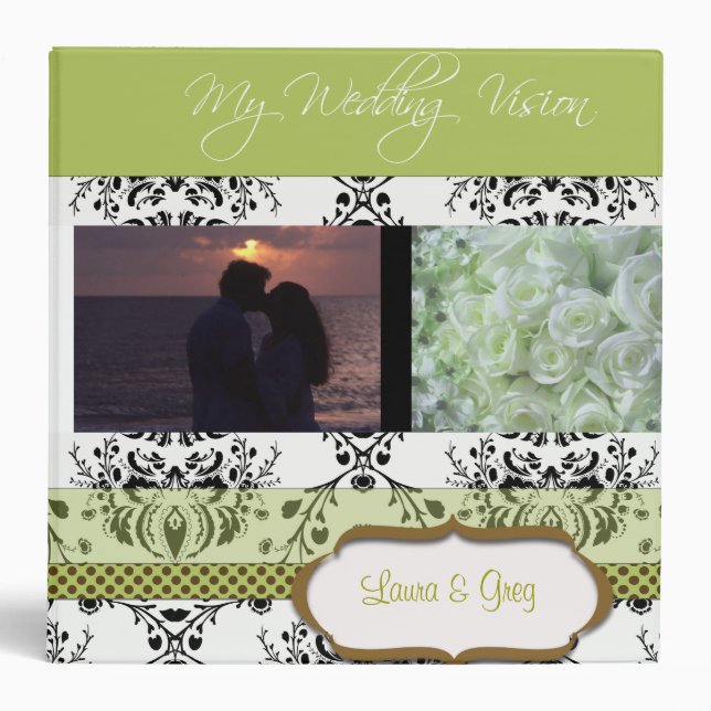 Damask Wedding Vision Planner - add your photos Binder (Front)