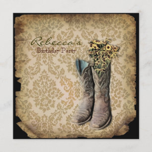 damask western country cowboy invitation