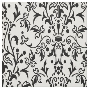 Damask White & Black Fabric