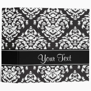 Damask White on Black Binder