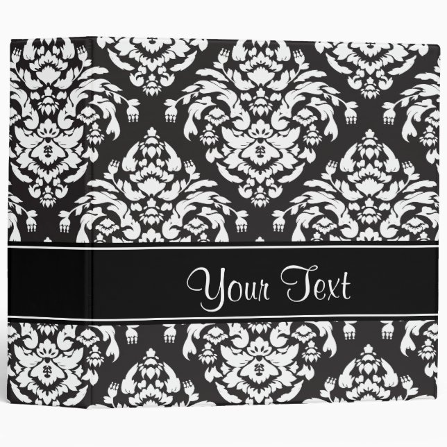 Damask White on Black Binder (Front/Spine)