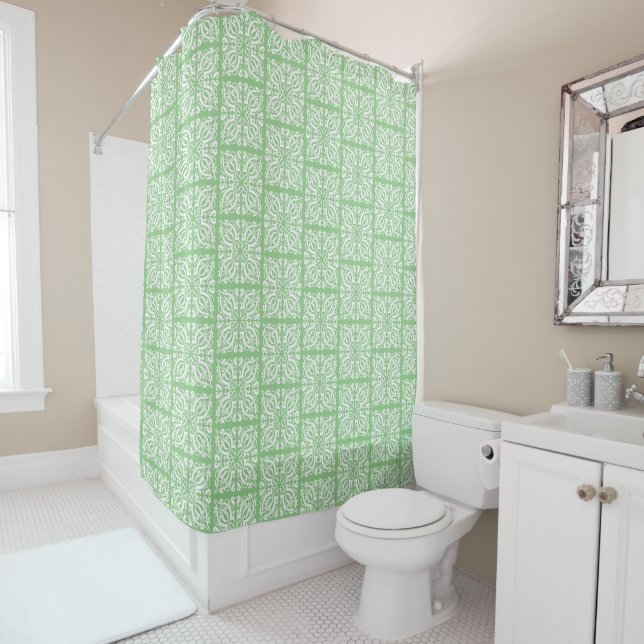 Damask white on green (In Situ)