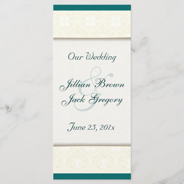 Damask White WEDDING Programme (Devant)