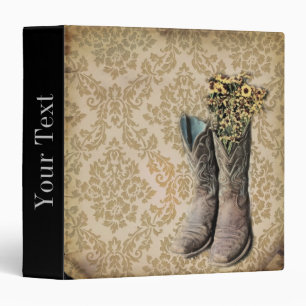 Damask wildflower Western country cowboy boots Binder