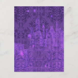 Damask Wildflowers, ANGEL'S CASTLE in Purple Postcard