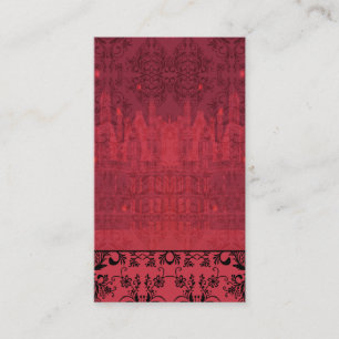 Damask Wildflowers, ANGEL'S CASTLE in Red & Pink Business Card