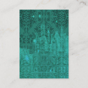 Damask Wildflowers, ANGEL'S CASTLE in Turquoise Business Card