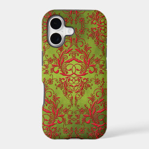Damask Wildflowers, Electra in Chartreuse and Red