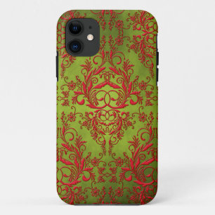 Damask Wildflowers, Electra in Chartreuse and Red iPhone 11 Case