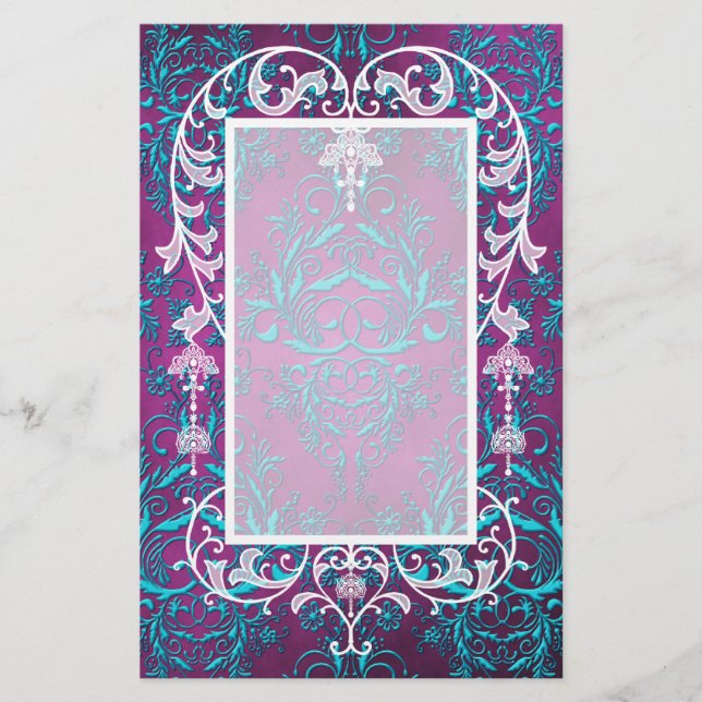 Damask Wildflowers, ELECTRA Stationery (Front)