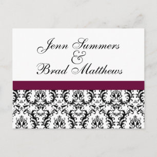 Damask Wine Wedding Save the Date Announcement Postcard