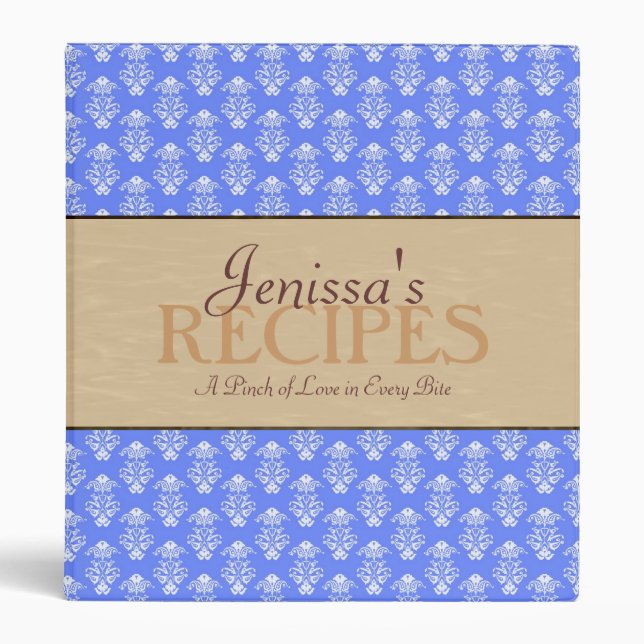 Damask with Hazelnut Ribbon Recipe Binder (Front)