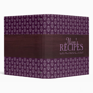 Damask with Plum Ribbon Recipe Binder