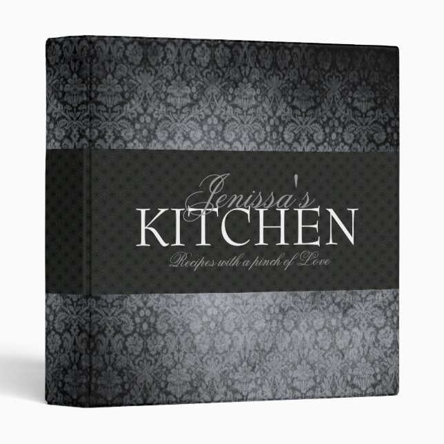 Damask with Ribbon Recipe Binder (Front/Spine)