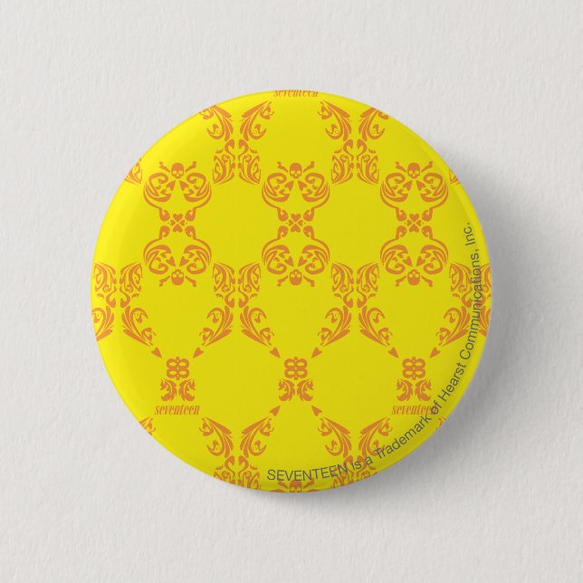 Damask Yellow-Orange 2 Inch Round Button (Front)