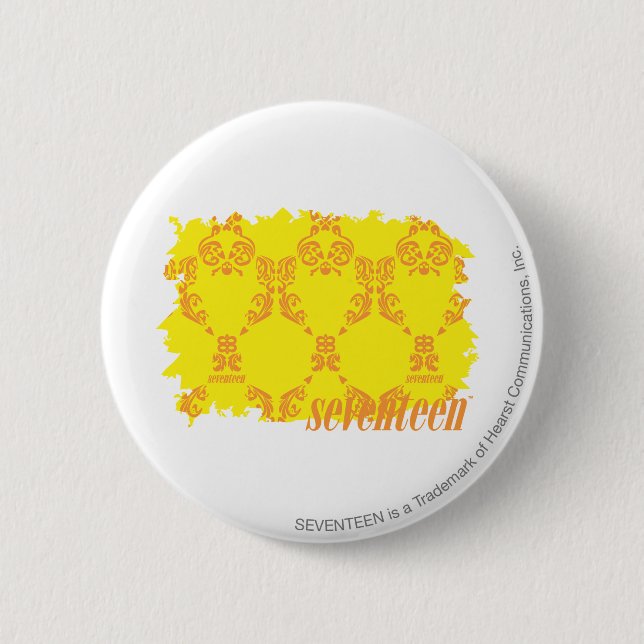 Damask Yellow-Orange 2 Inch Round Button (Front)
