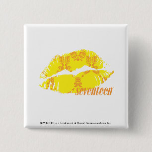 Damask Yellow-Orange 2 Inch Square Button
