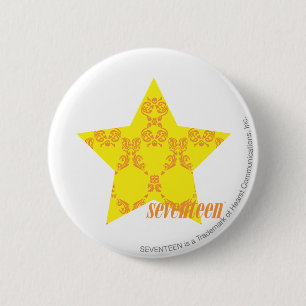 Damask Yellow-Orange 3 2 Inch Round Button