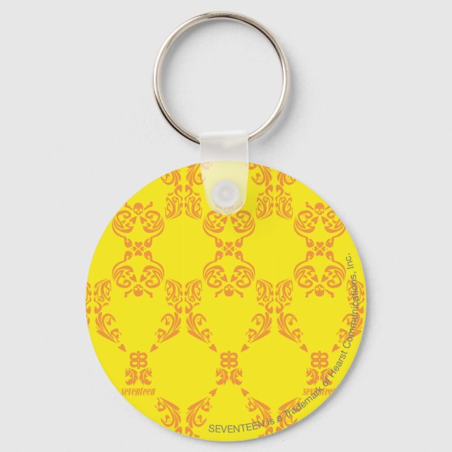 Damask Yellow-Orange Keychain (Front)